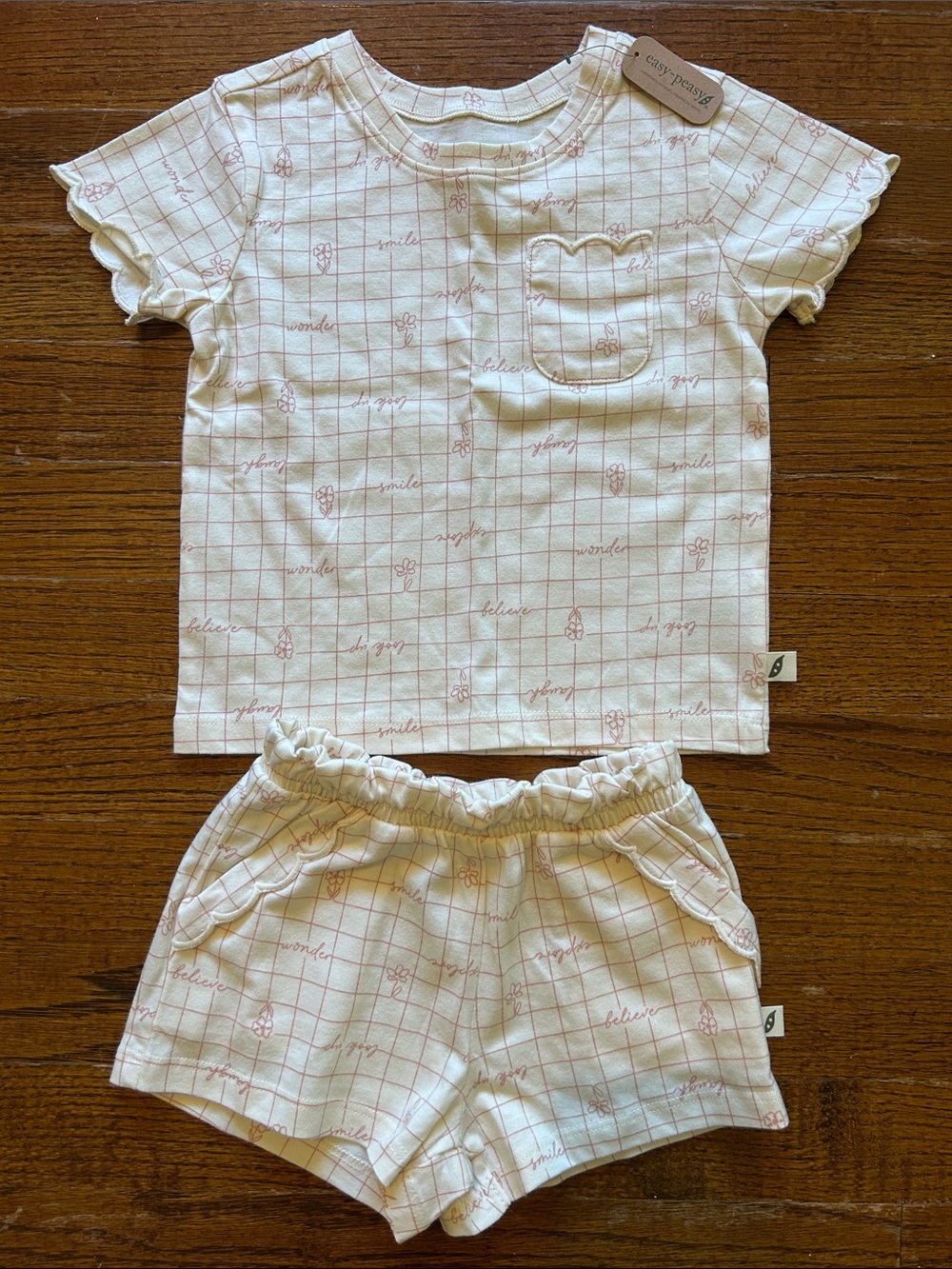 Toddler Cream & Pink Scallop Set
